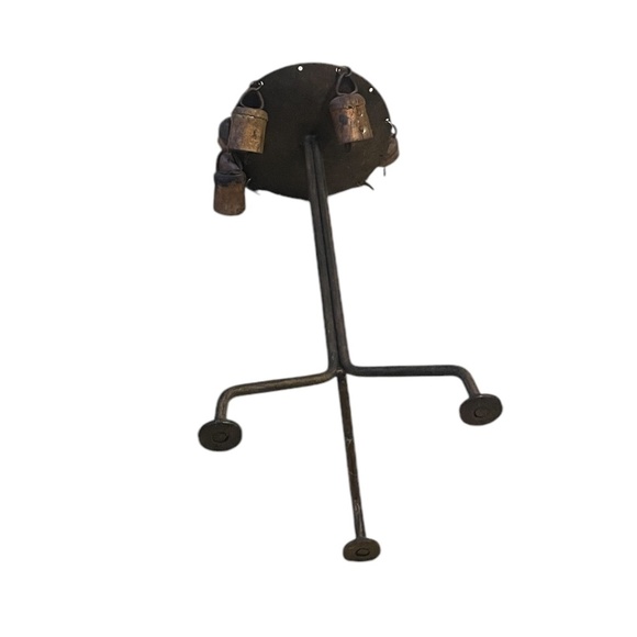 Vintage Rustic Handmade Folk Forged Metal Cowbells Candle Holder - Picture 3 of 11